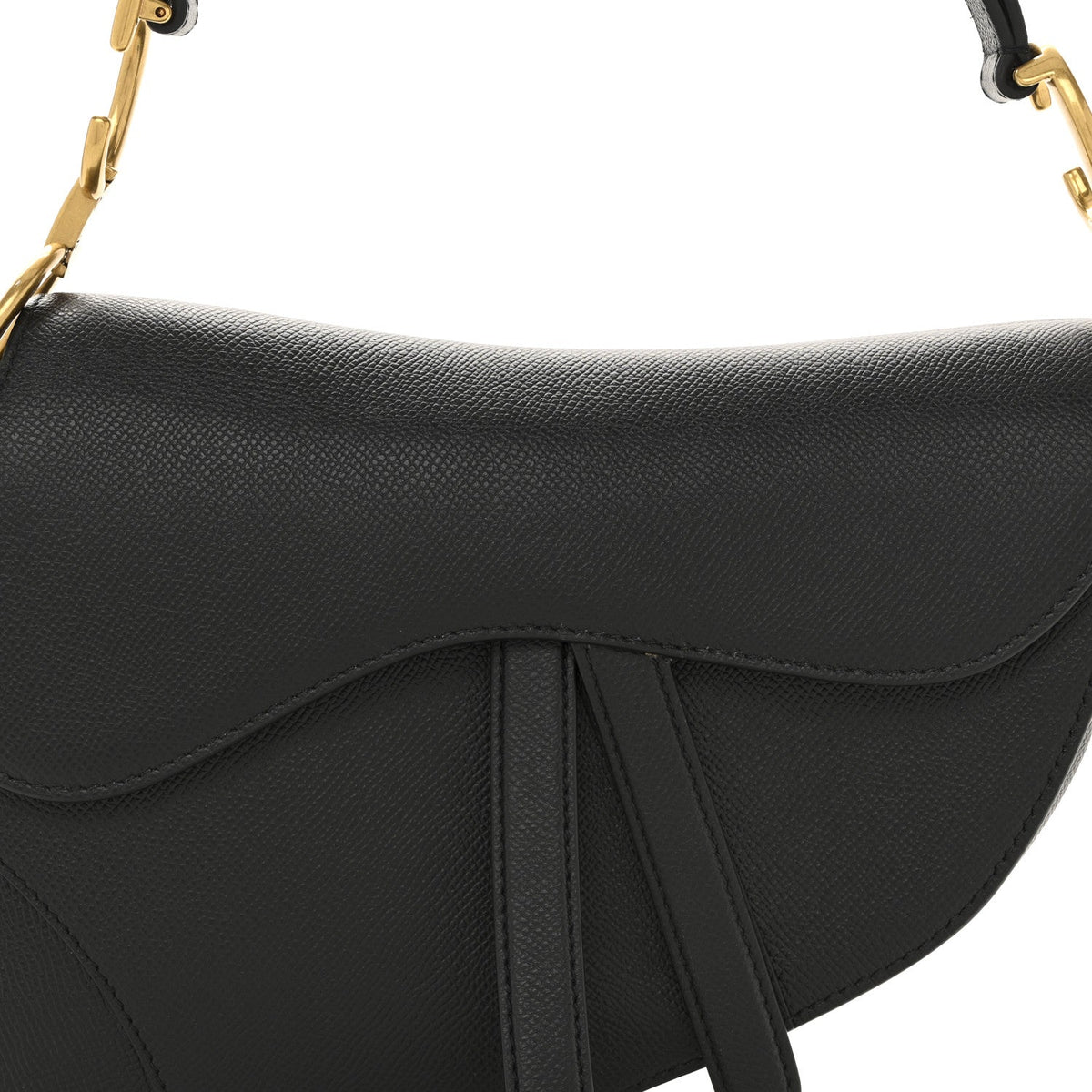 Grained Calfskin Saddle Bag Black