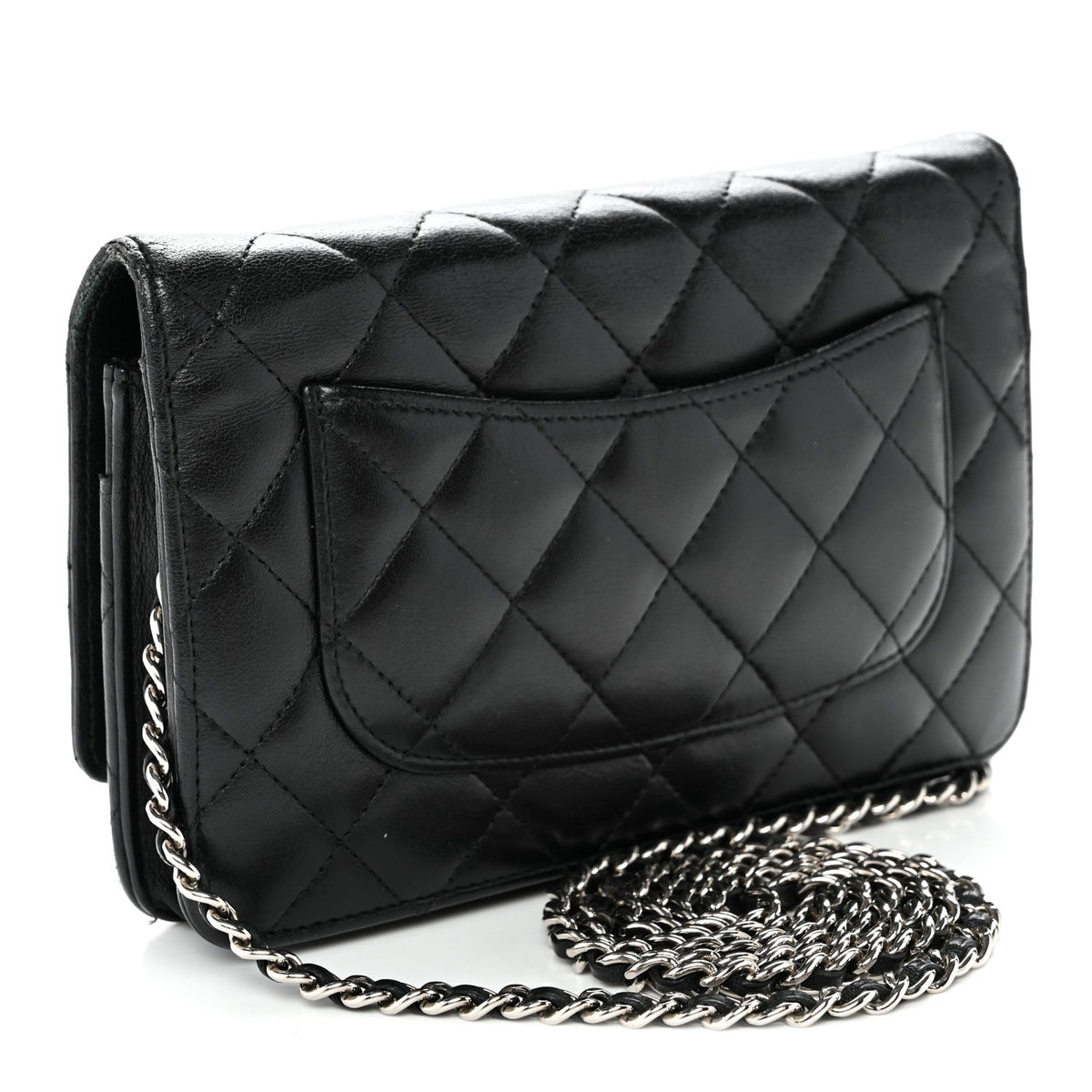 Lambskin Quilted Wallet On Chain WOC Black
