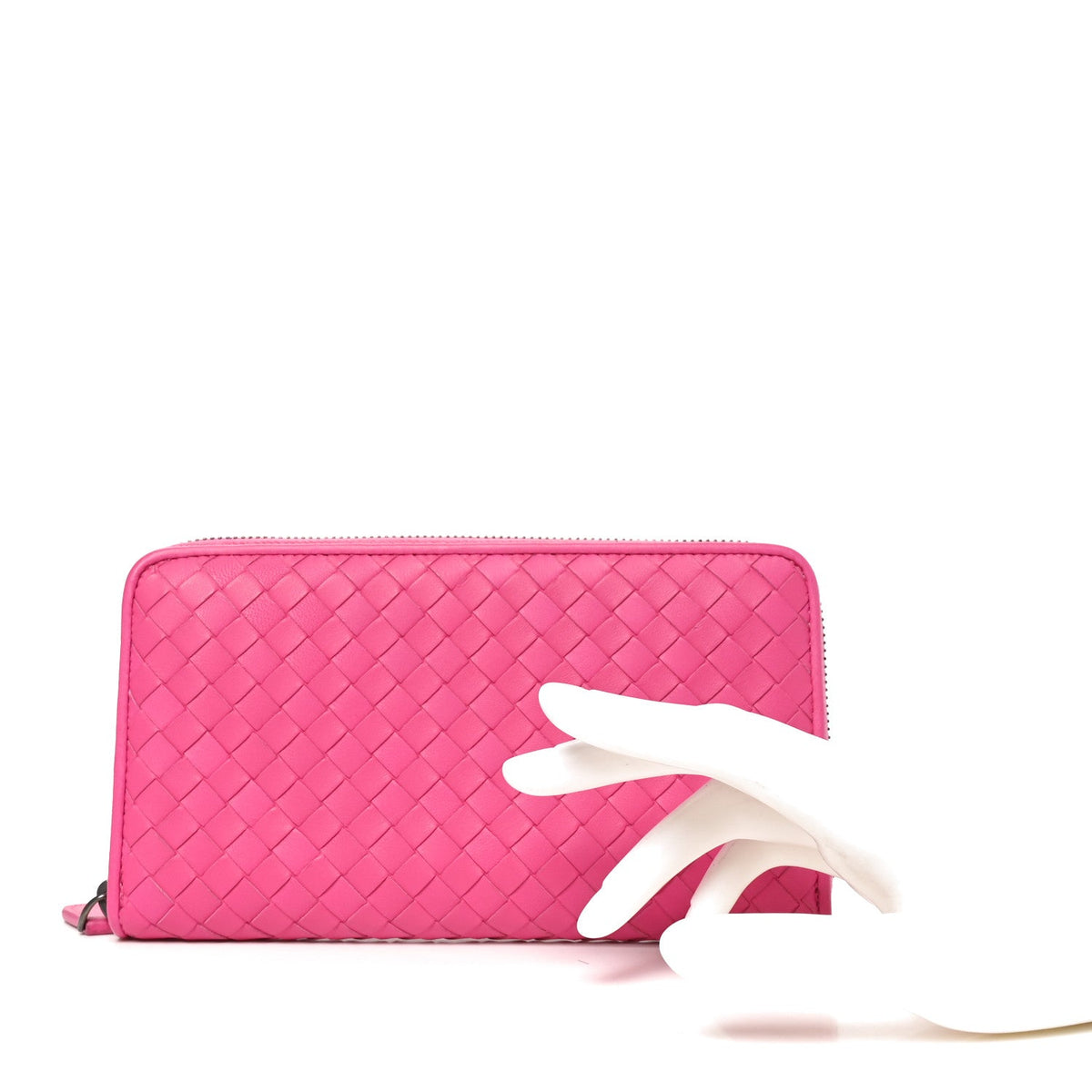 Nappa Intrecciato Zip Around Wallet Pink