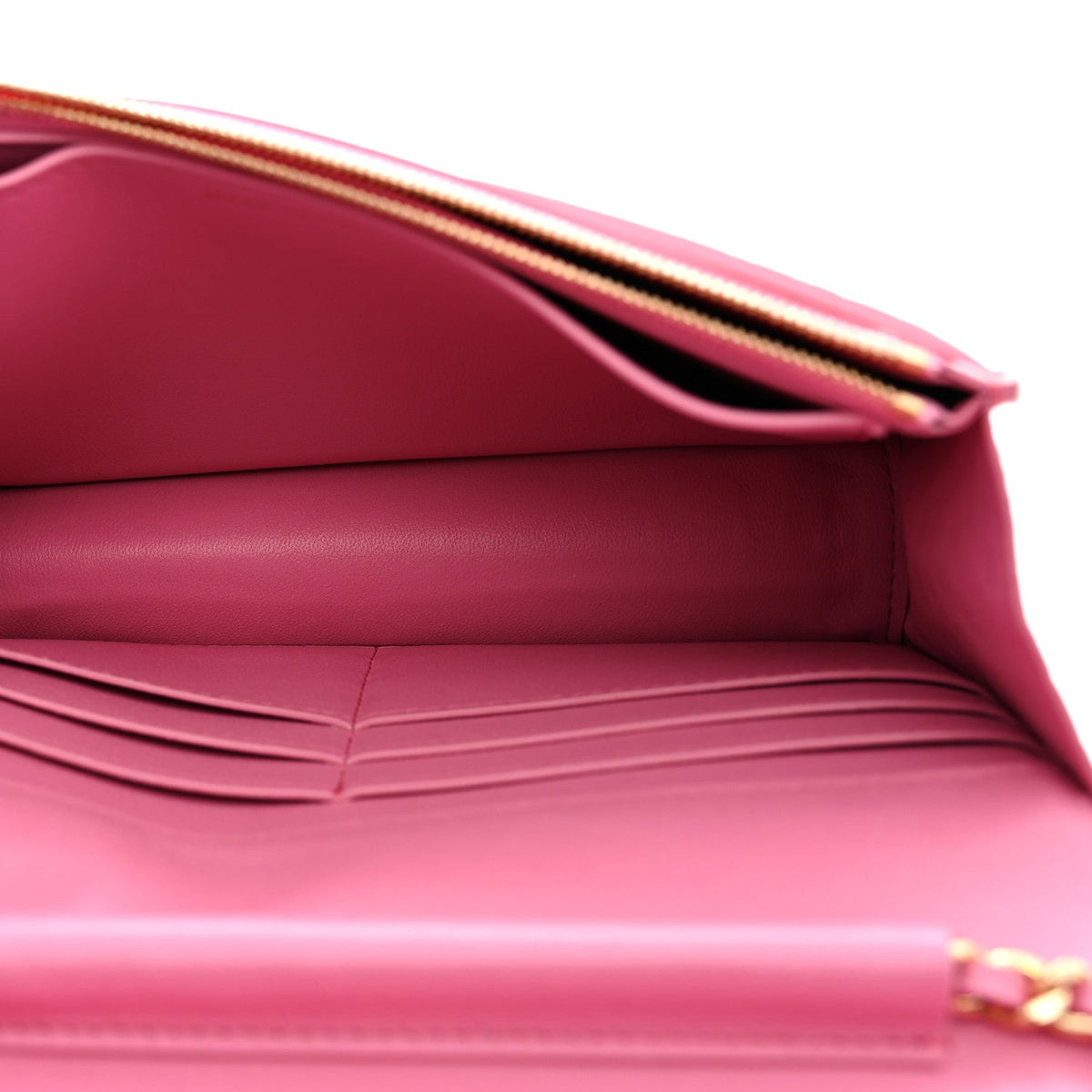 Iridescent Calfskin Crocodile Embossed Wallet On Chain WOC Pink