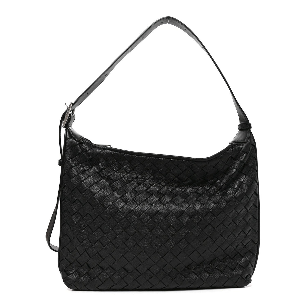 Deerskin Intrecciato Small Traveler Hobo Black