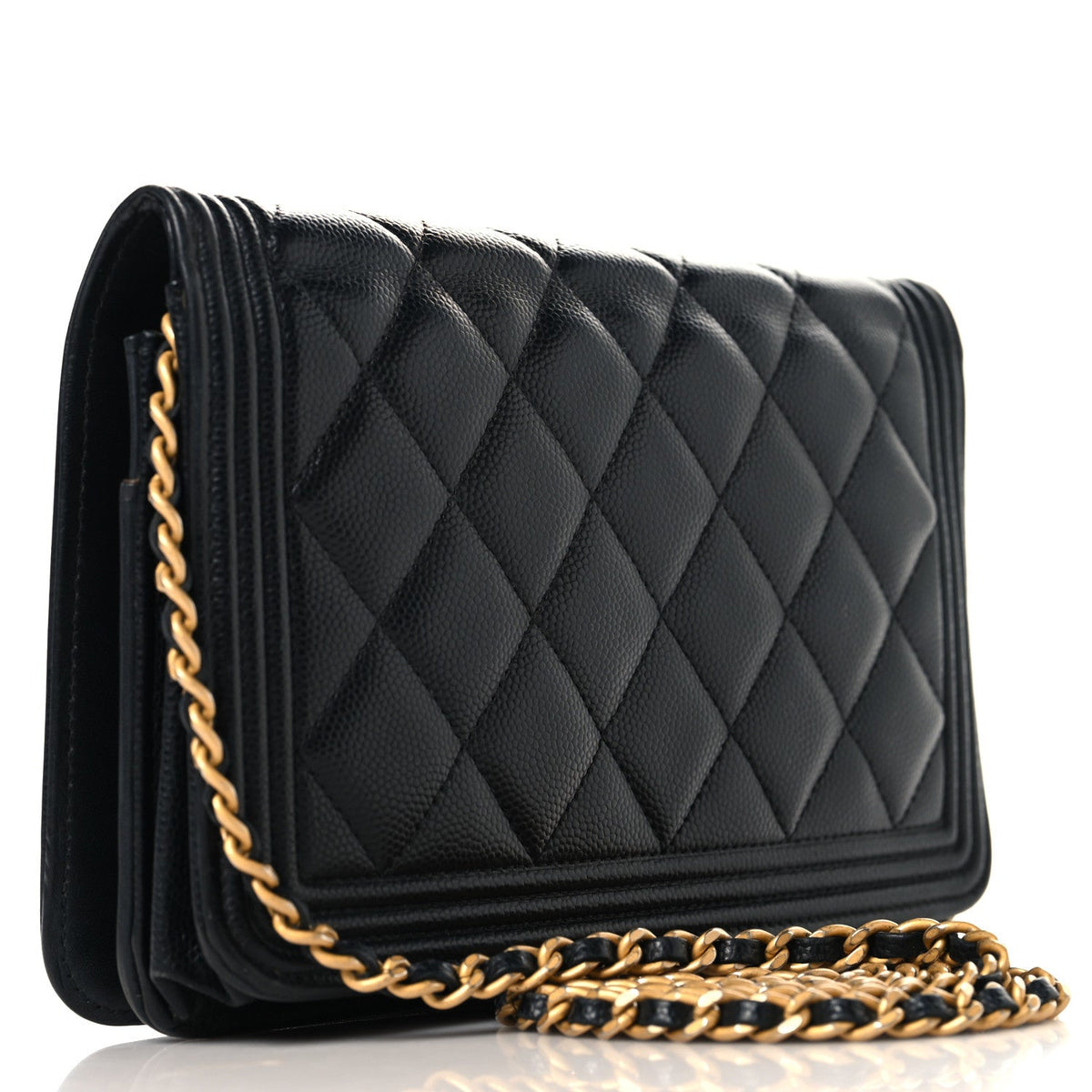 Caviar Quilted Boy Wallet On Chain WOC Black