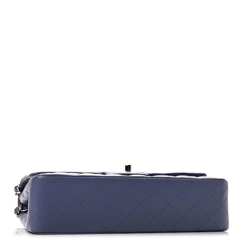 Lambskin Quilted Medium Double Flap Light Purple