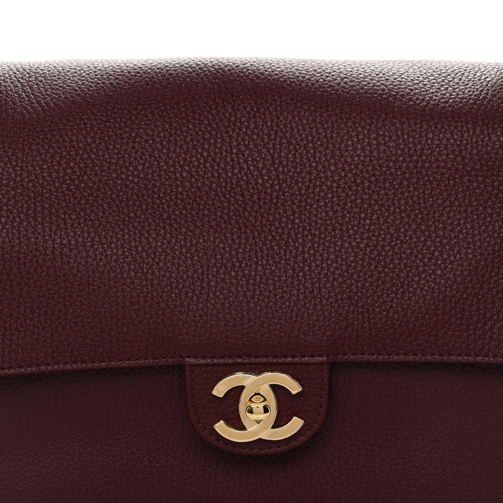 Grained Calfskin Small Souplissimo Maxi Flap Burgundy