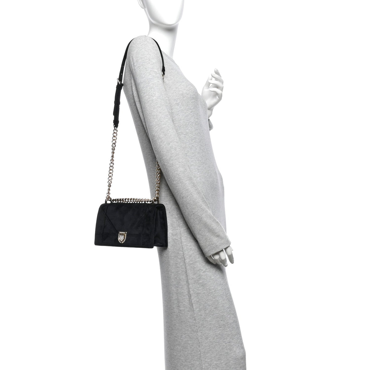 Velvet Small Diorama Flap Bag Black