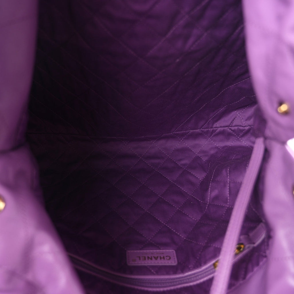 Shiny Calfskin Quilted Chanel 22 Purple