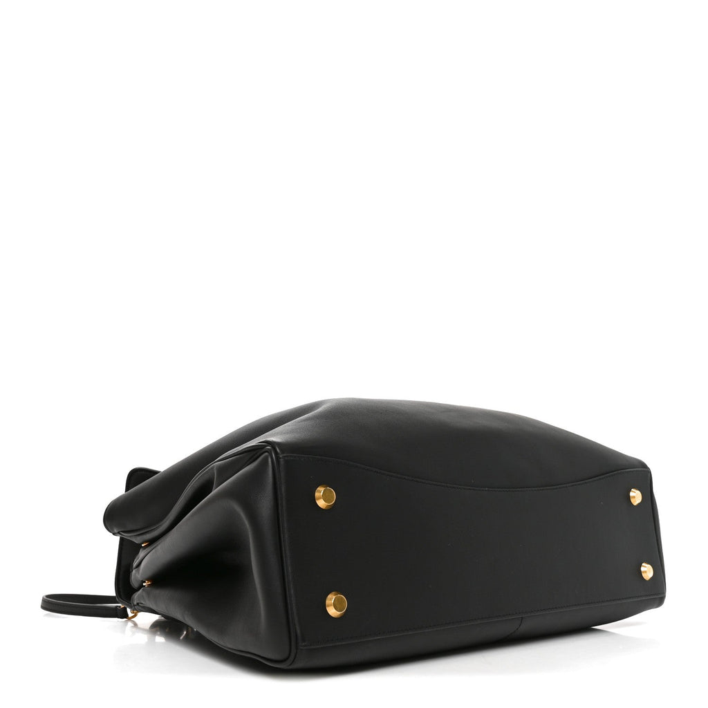 Smooth Calfskin Large Rodeo Top Handle Handbag Black