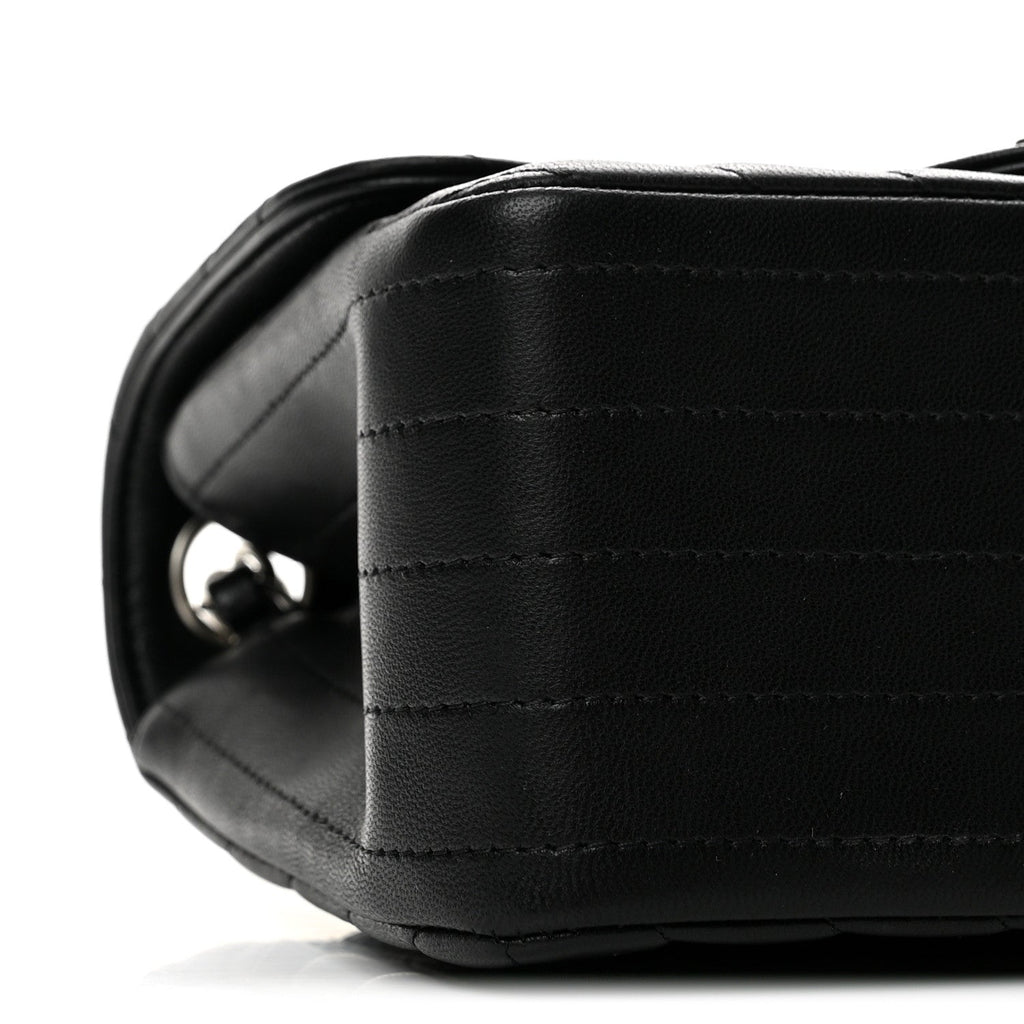 Lambskin Chevron Quilted Mini Square Flap Black