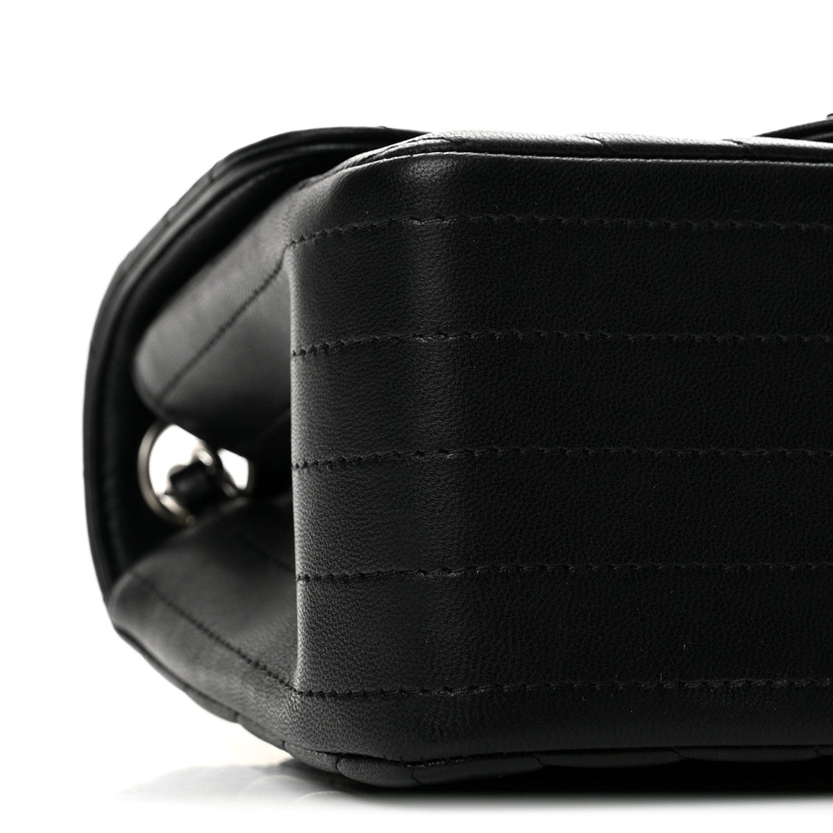 Lambskin Chevron Quilted Mini Square Flap Black