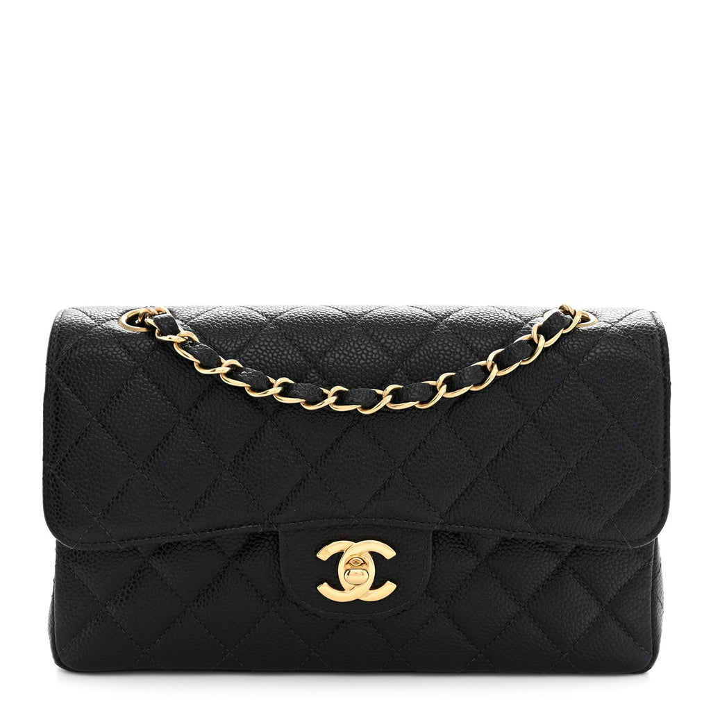 Caviar Quilted Small Double Flap Black