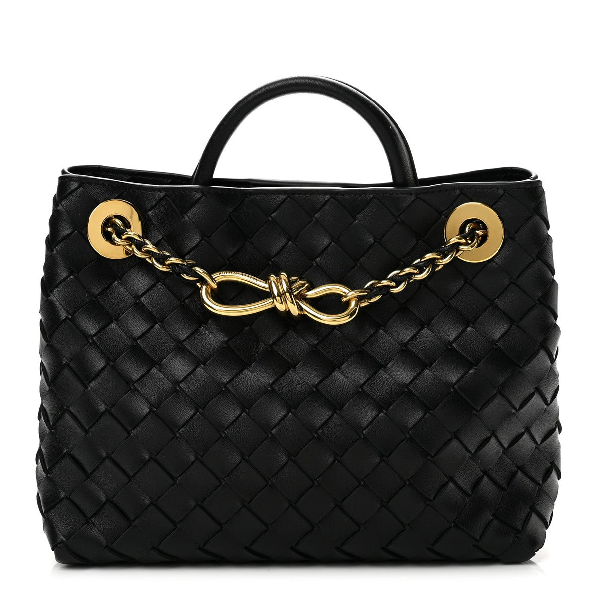 Nappa Intrecciato Small Andiamo With Chain Shoulder Bag Black