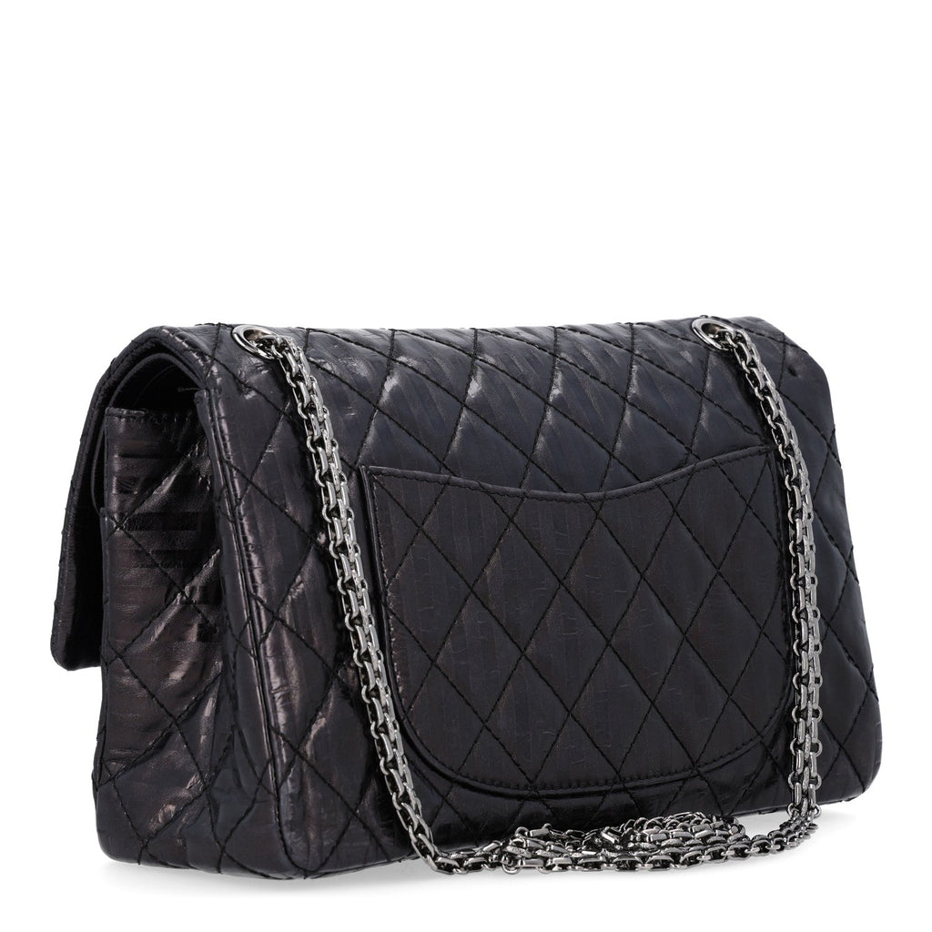 Metallic Calfskin Striped 2.55 Reissue 226 Flap Black