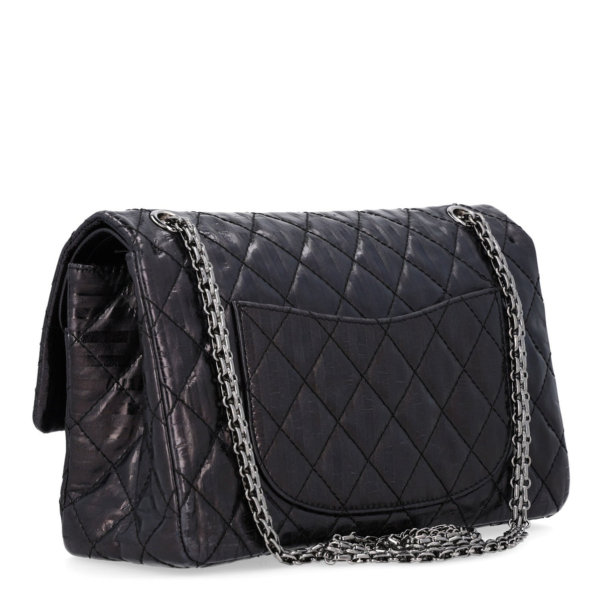 Metallic Calfskin Striped 2.55 Reissue 226 Flap Black
