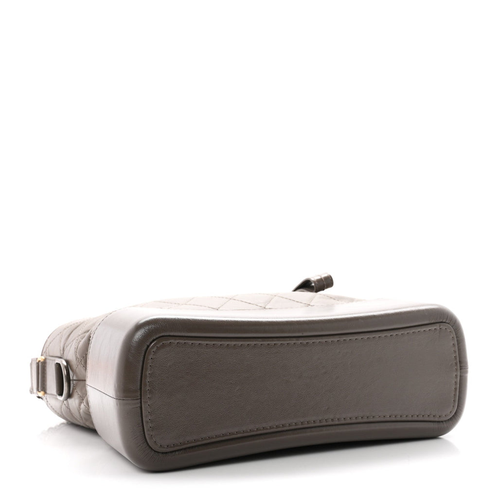 Aged Calfskin Quilted Medium Gabrielle Hobo Grey