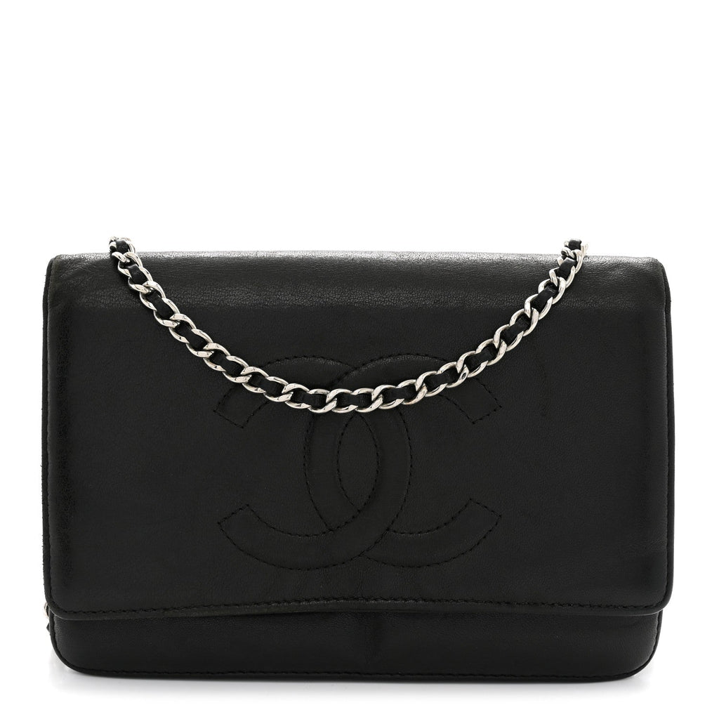 Lambskin Timeless CC Wallet On Chain WOC Black