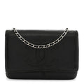 Lambskin Timeless CC Wallet On Chain WOC Black