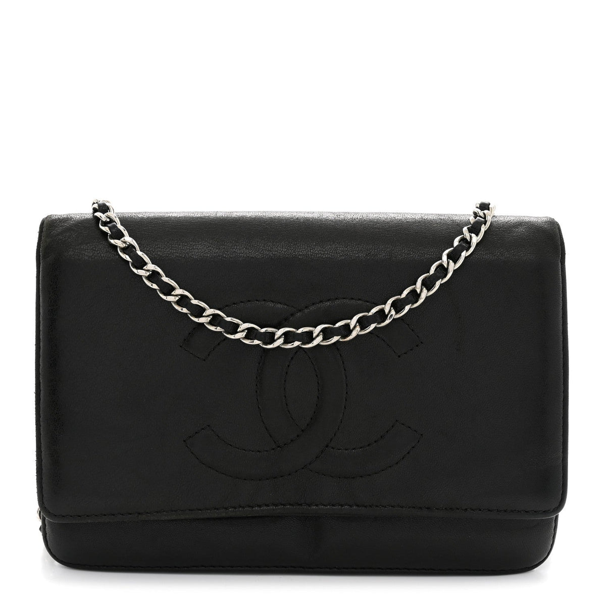 Lambskin Timeless CC Wallet On Chain WOC Black