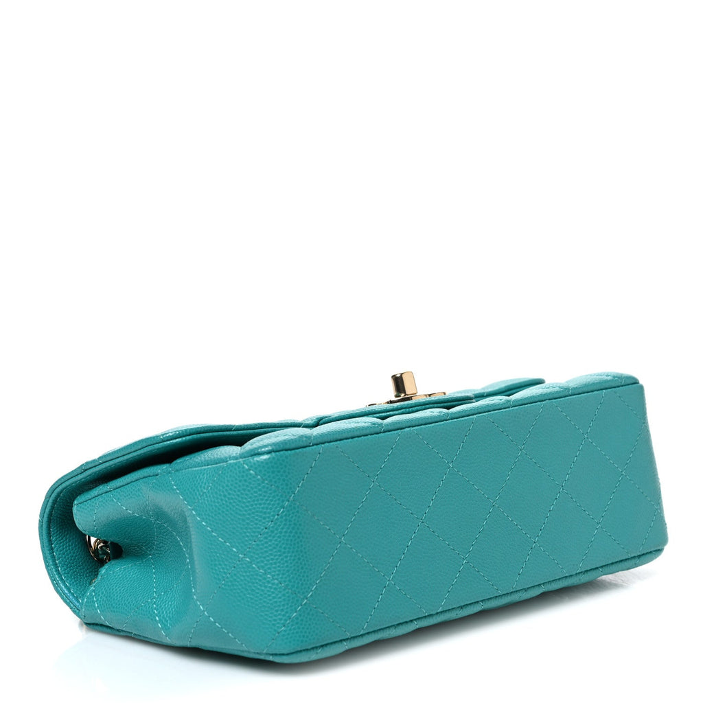 Caviar Quilted Mini Rectangular Flap Blue