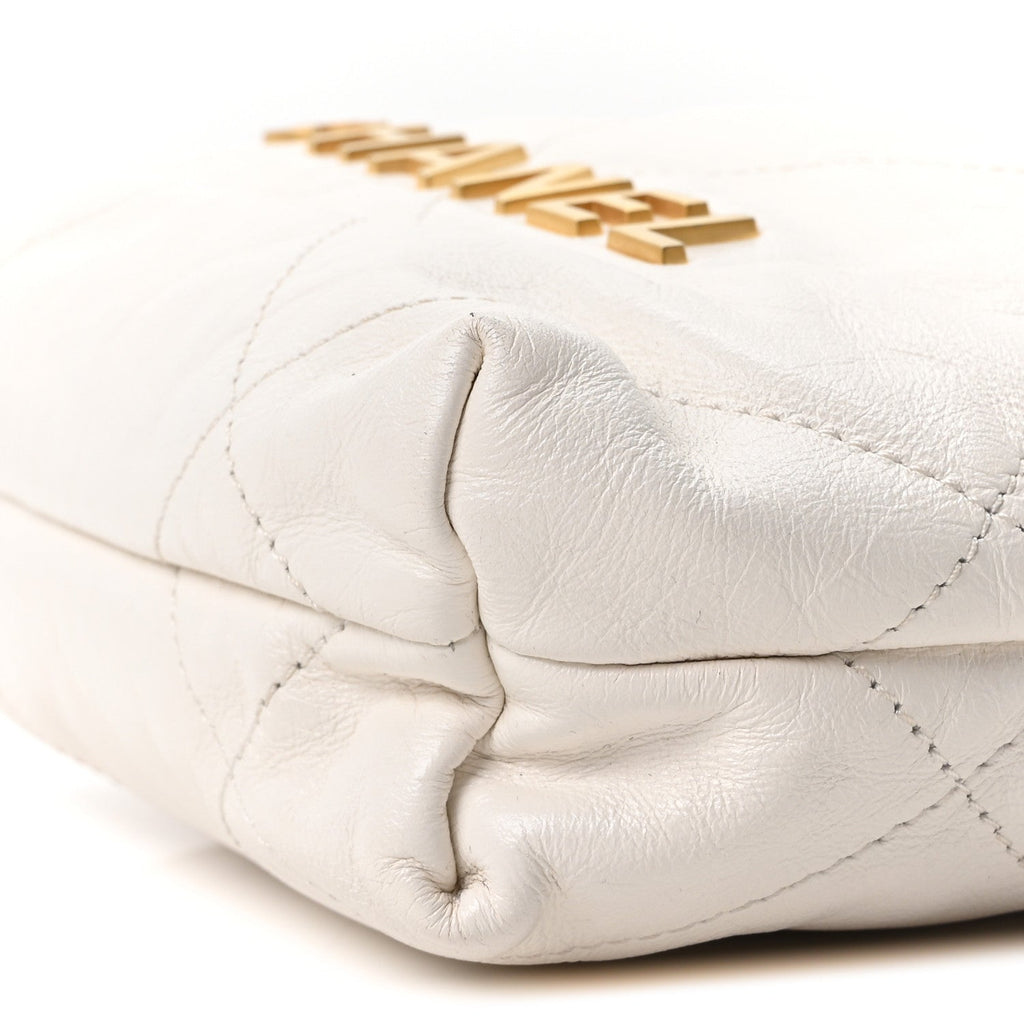 Shiny Calfskin Quilted Mini Chanel 22 White