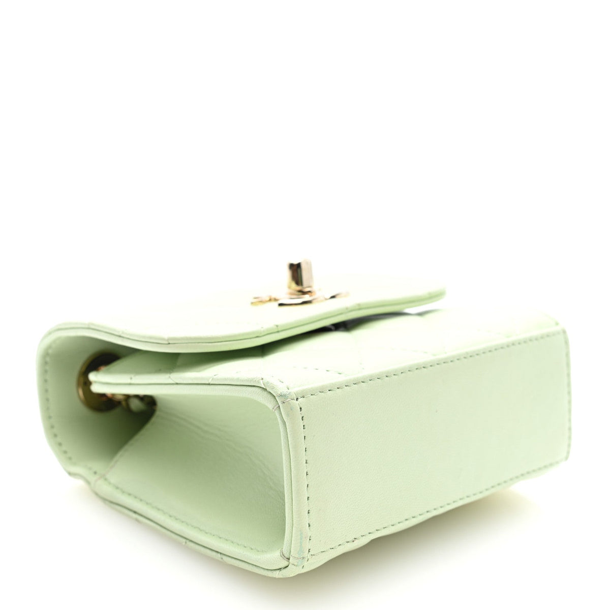 Lambskin Quilted Mini Trendy CC Chain Wallet Light Green