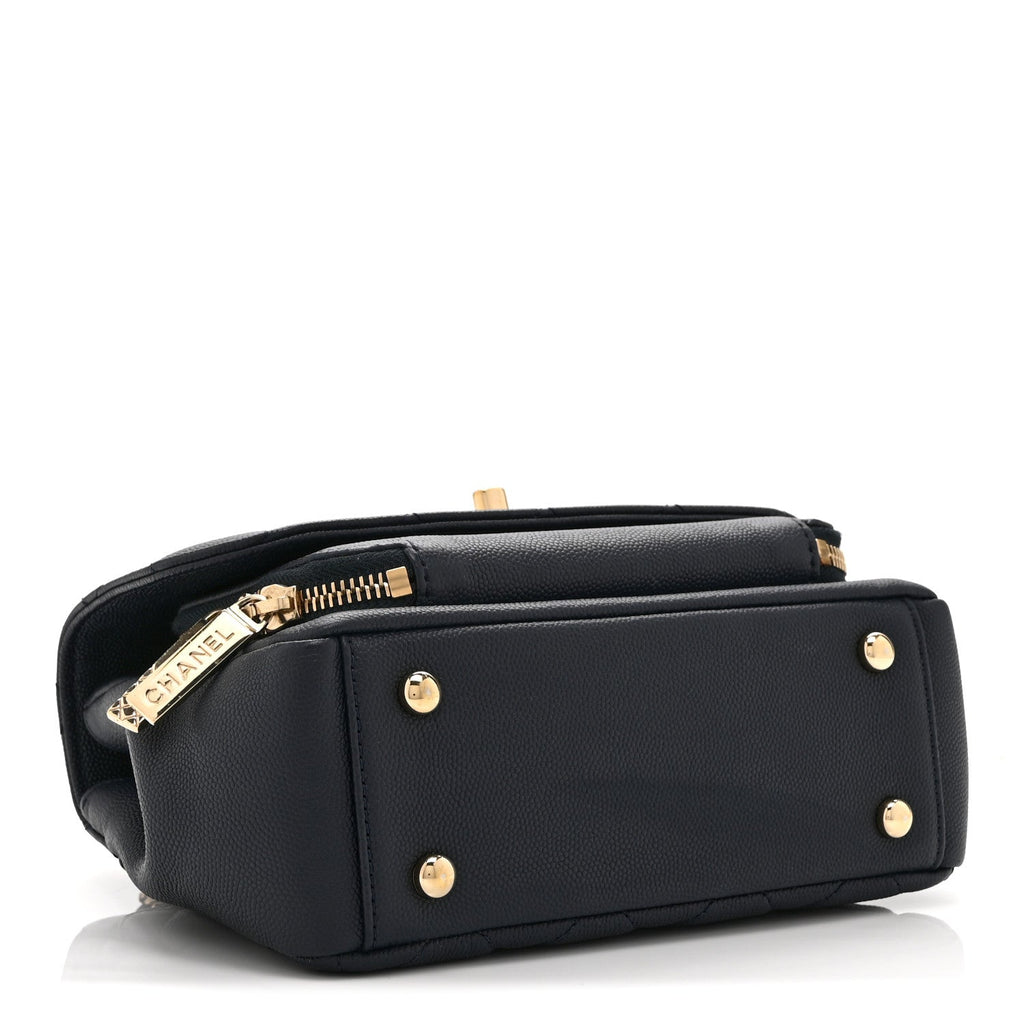 Caviar Quilted Mini Business Affinity Flap Navy Blue