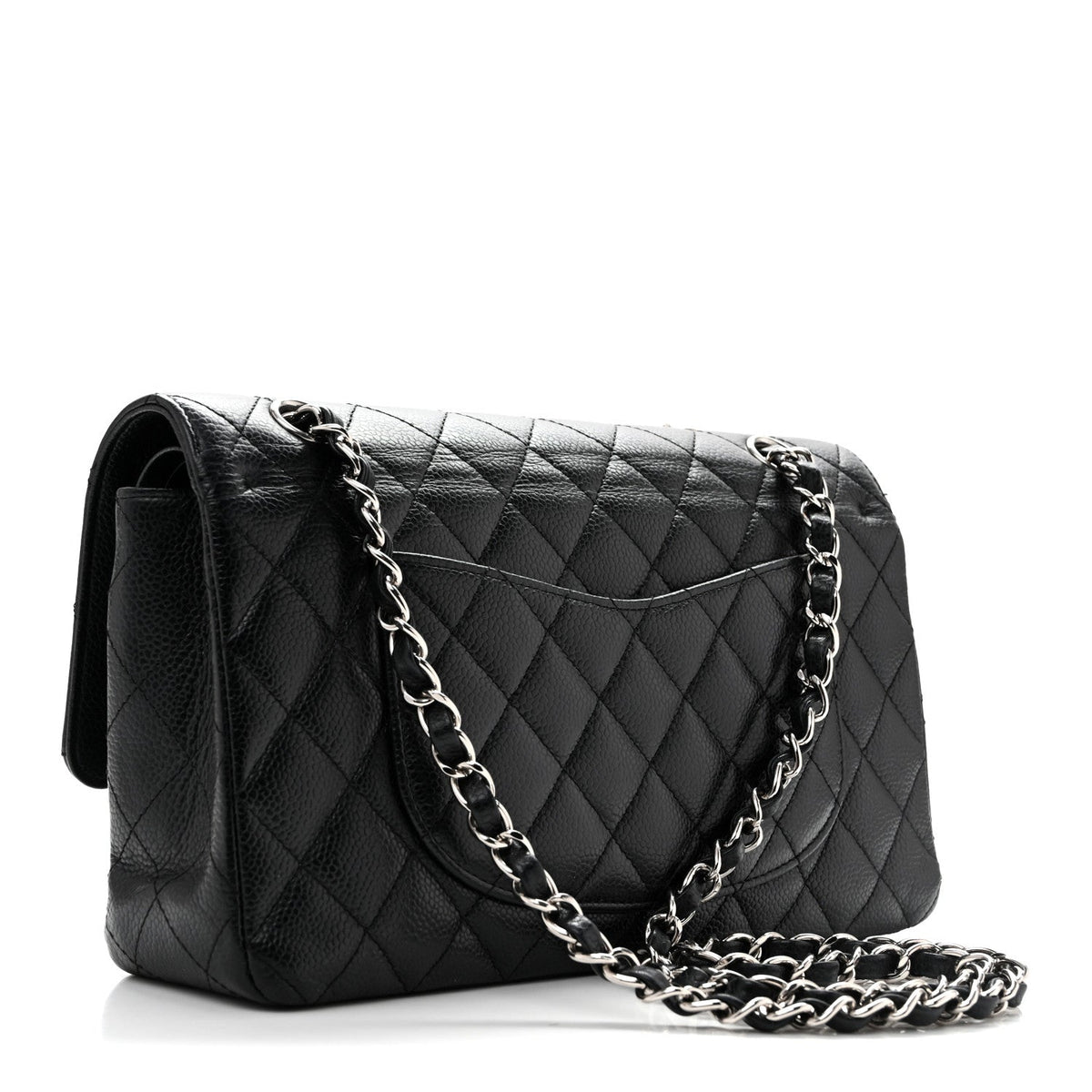 Caviar Quilted Medium Double Flap Black