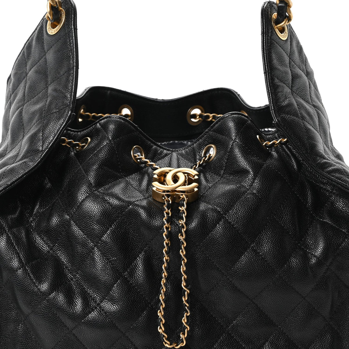 Caviar Quilted Medium Chanel 25 Handbag Black