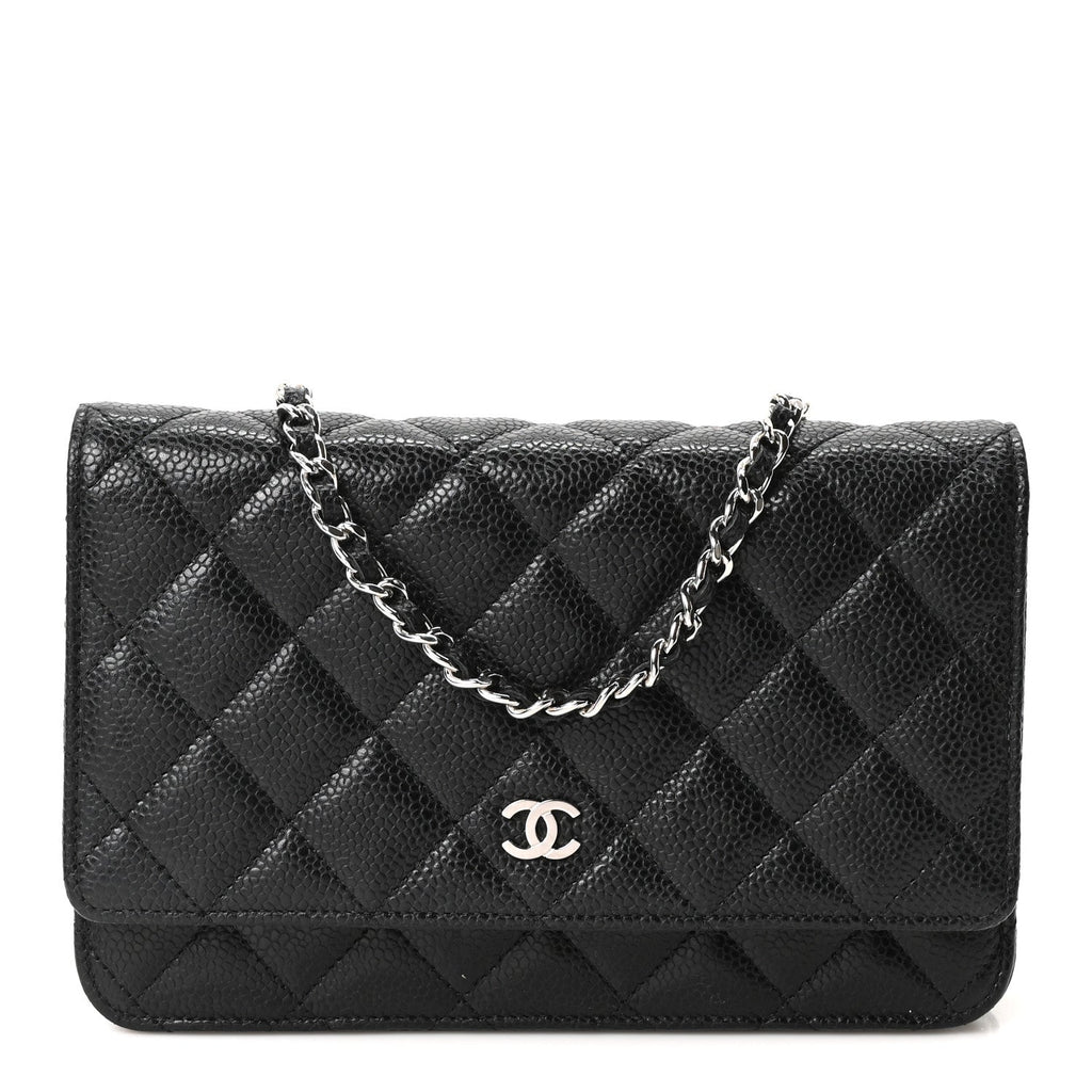 Caviar Quilted Wallet on Chain WOC Black