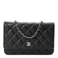 Caviar Quilted Wallet on Chain WOC Black