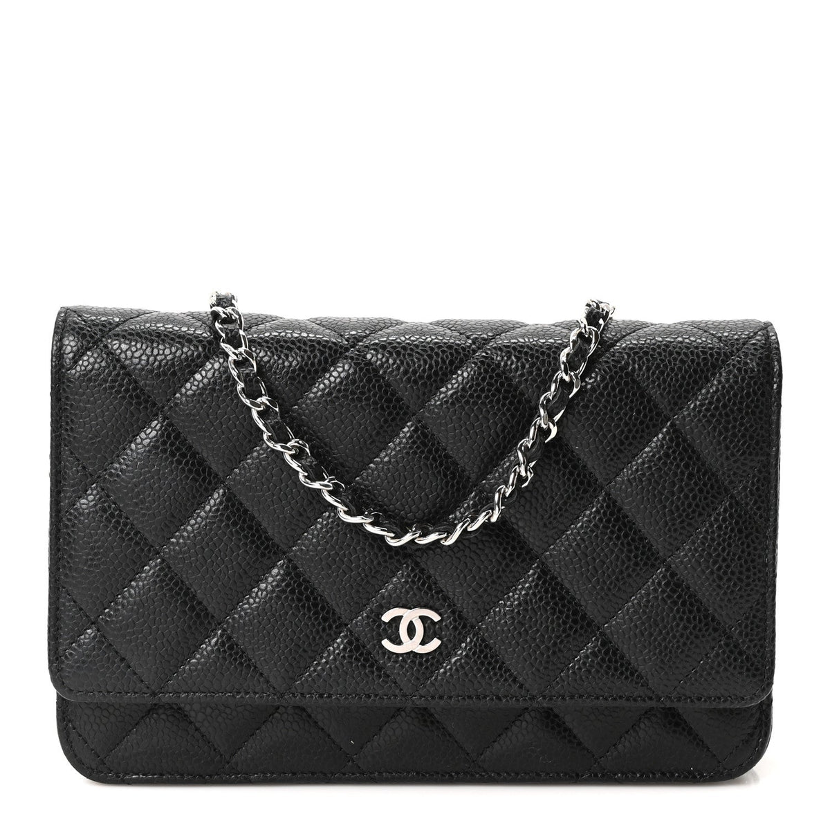 Caviar Quilted Wallet on Chain WOC Black