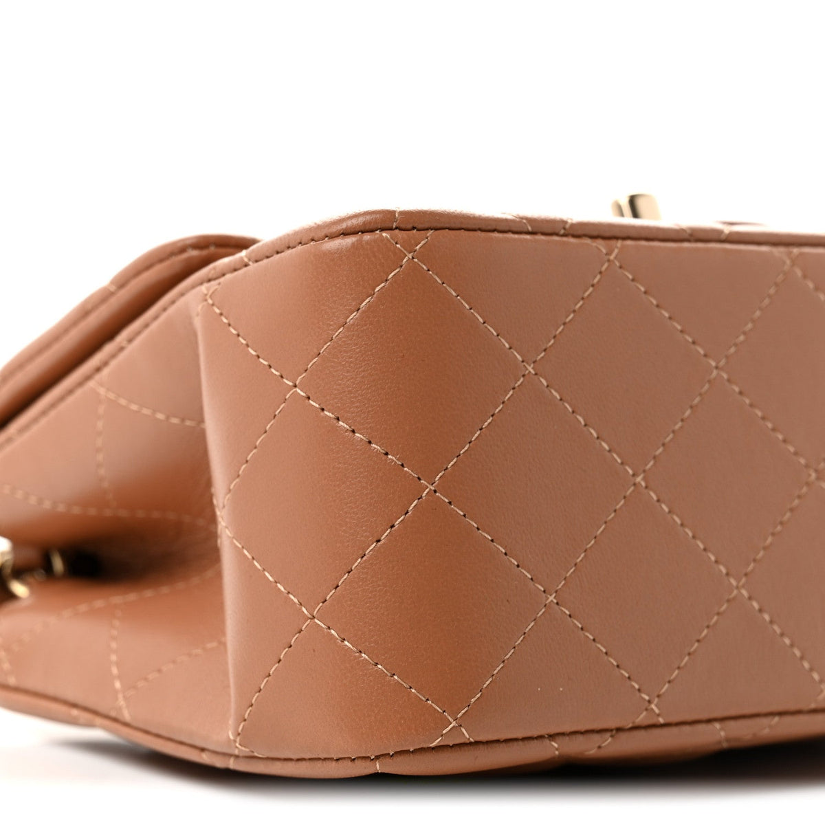 Lambskin Quilted Mini Square Flap Brown