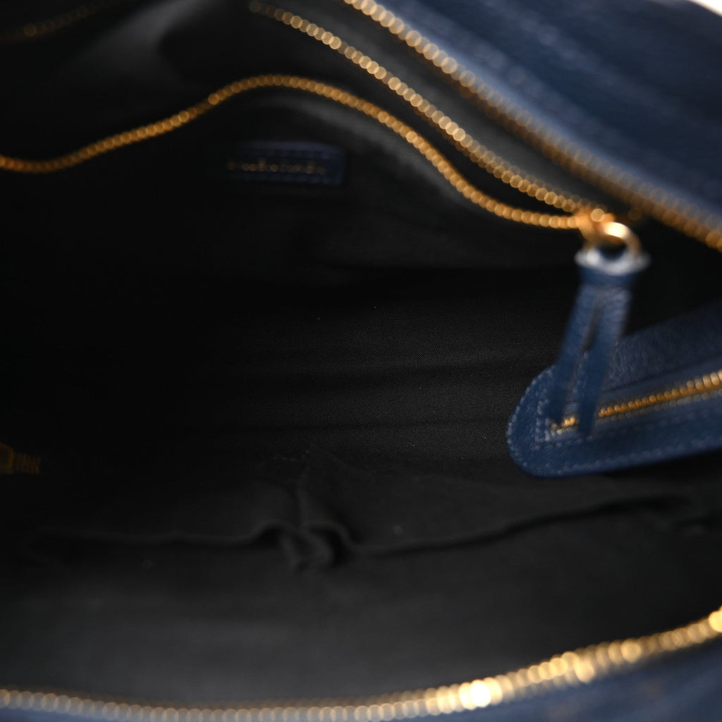Chevre Gold Metallic Edge Hardware S City Bleu Nuit Dark Sea