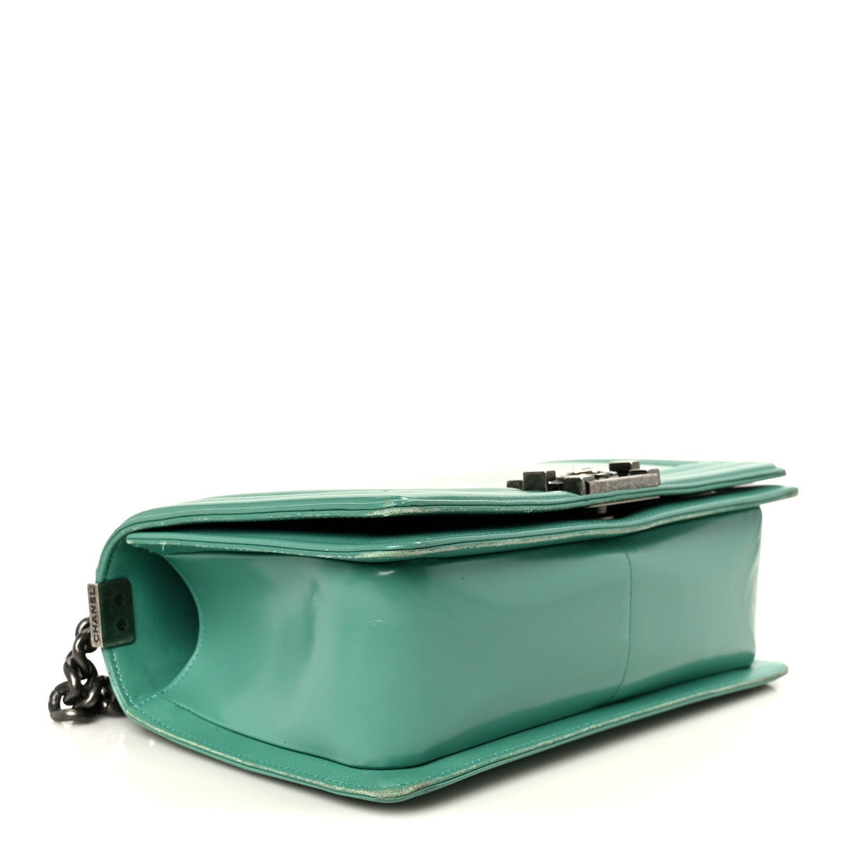 Glazed Calfskin Medium Boy Flap Green