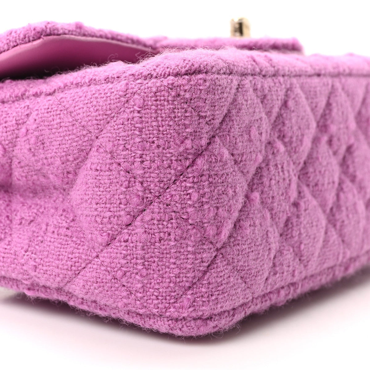 Tweed Quilted Mini Rectangular Flap Purple