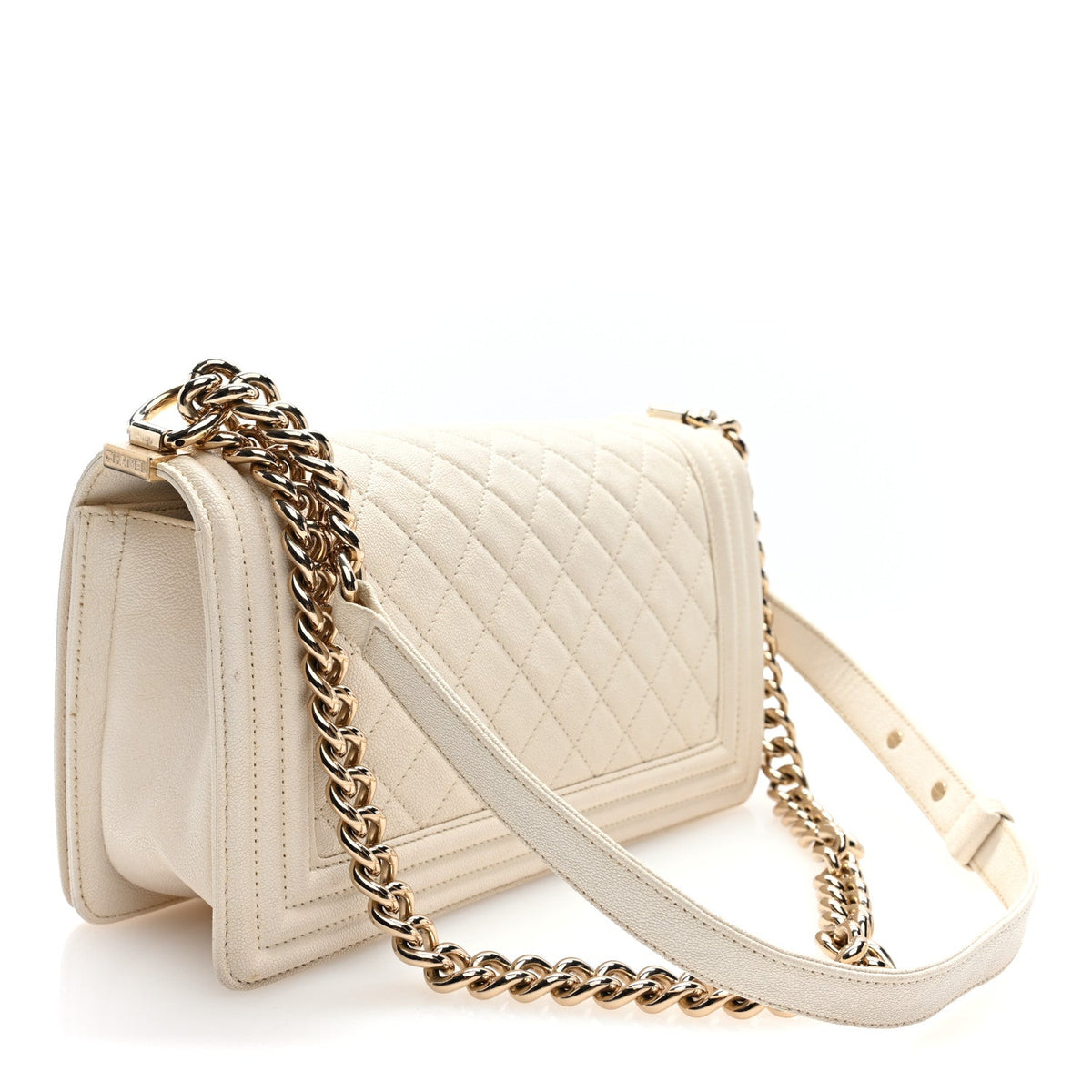 Caviar Quilted Medium Boy Flap White White