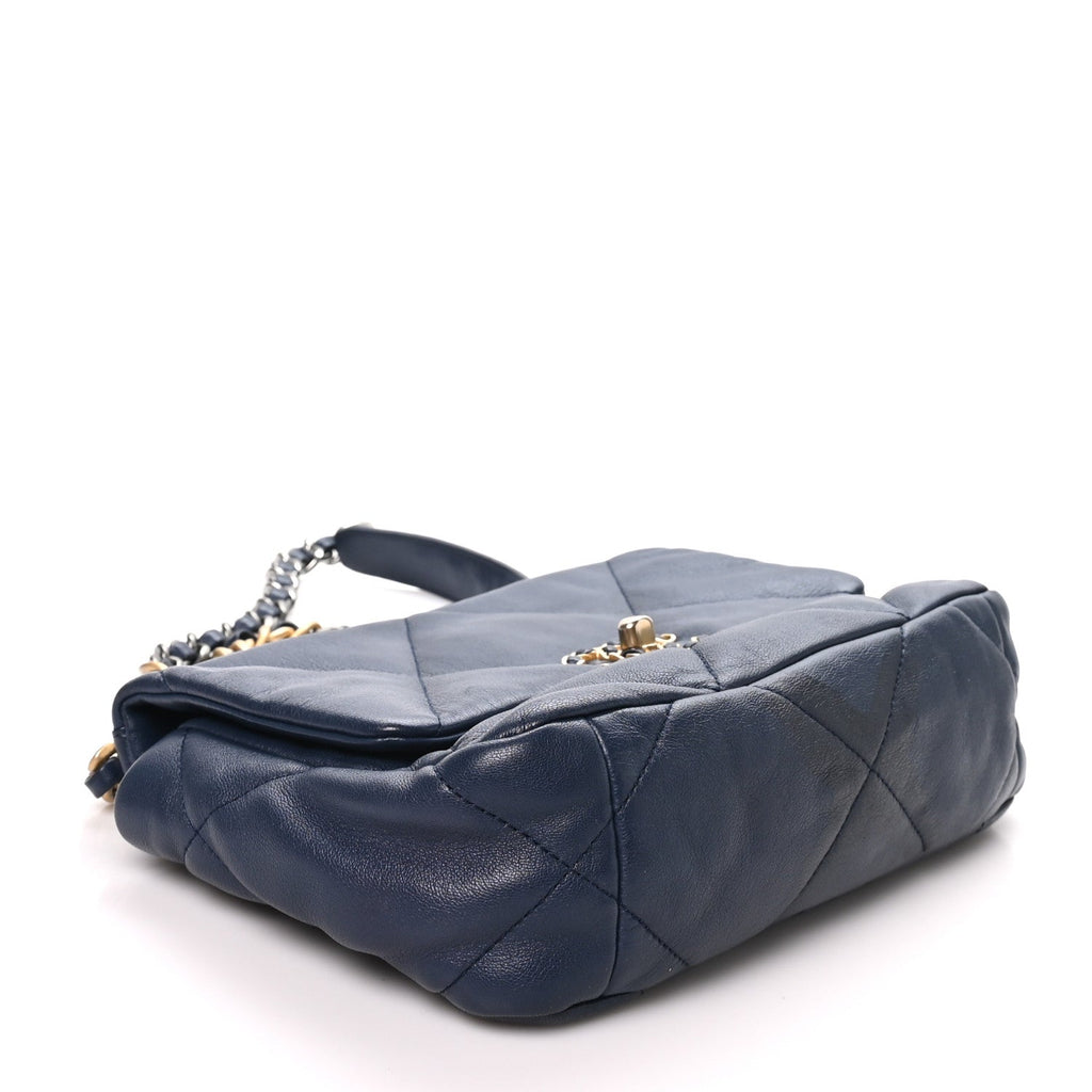 Goatskin Quilted Medium Chanel 19 Flap Navy Blue