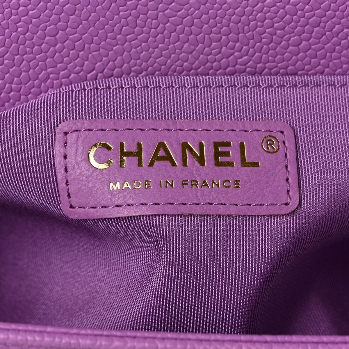 Caviar Quilted Medium Boy Flap Purple
