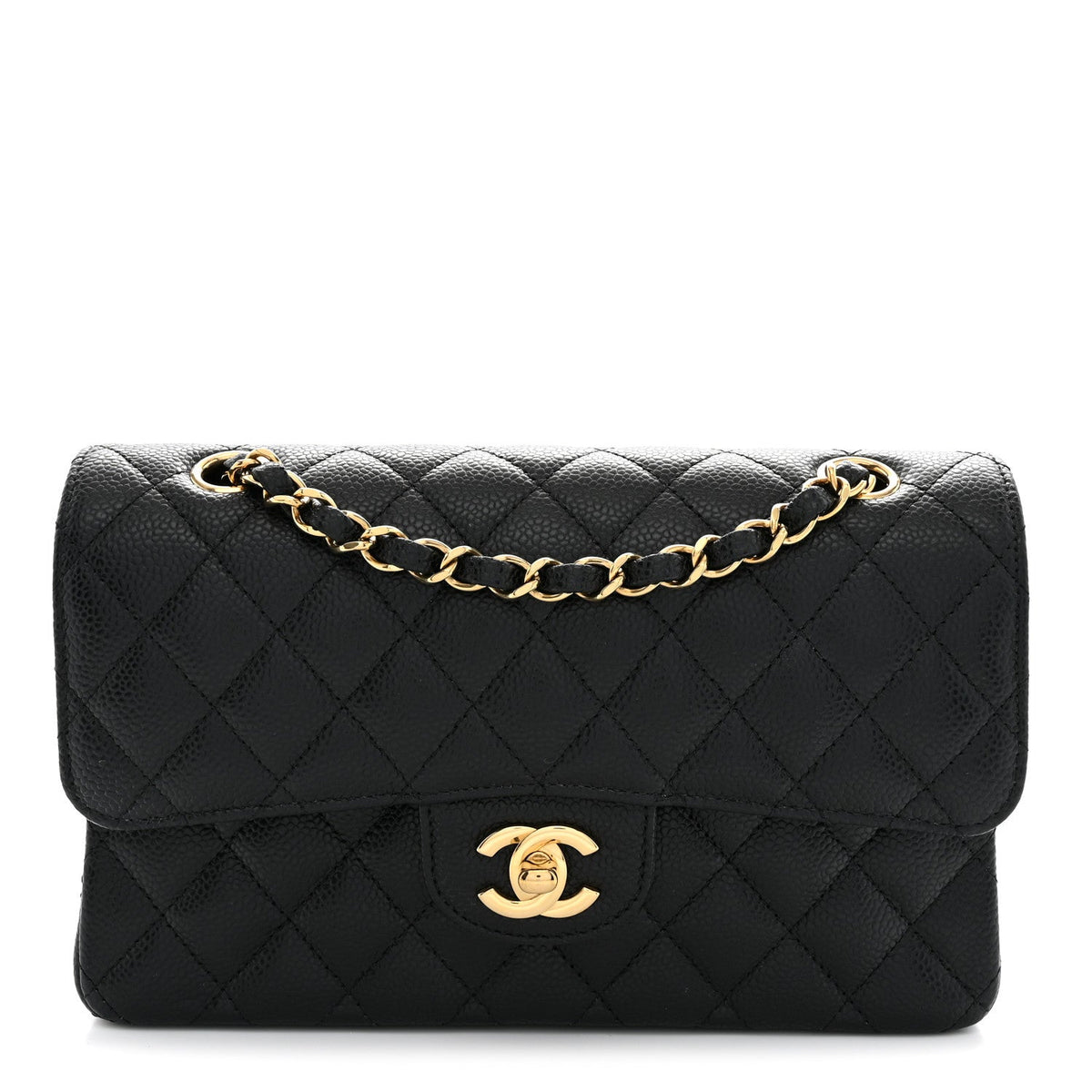Caviar Quilted Small Double Flap Black
