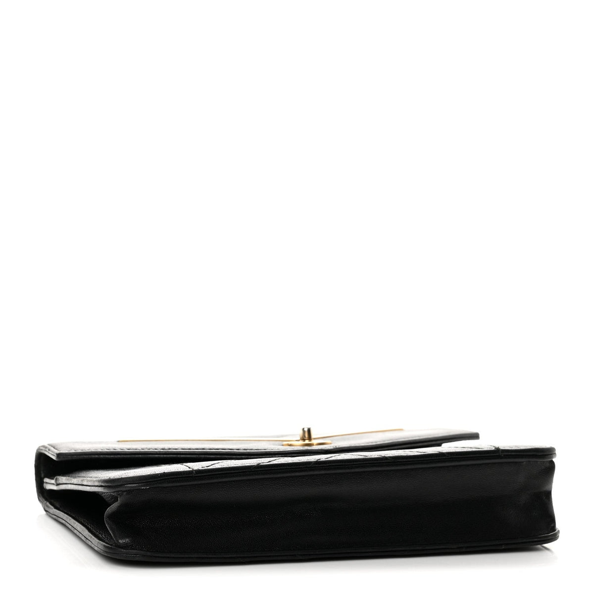 Lambskin Chevron Quilted Wallet On Chain WOC Black