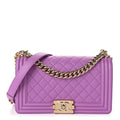 Caviar Quilted Medium Boy Flap Purple