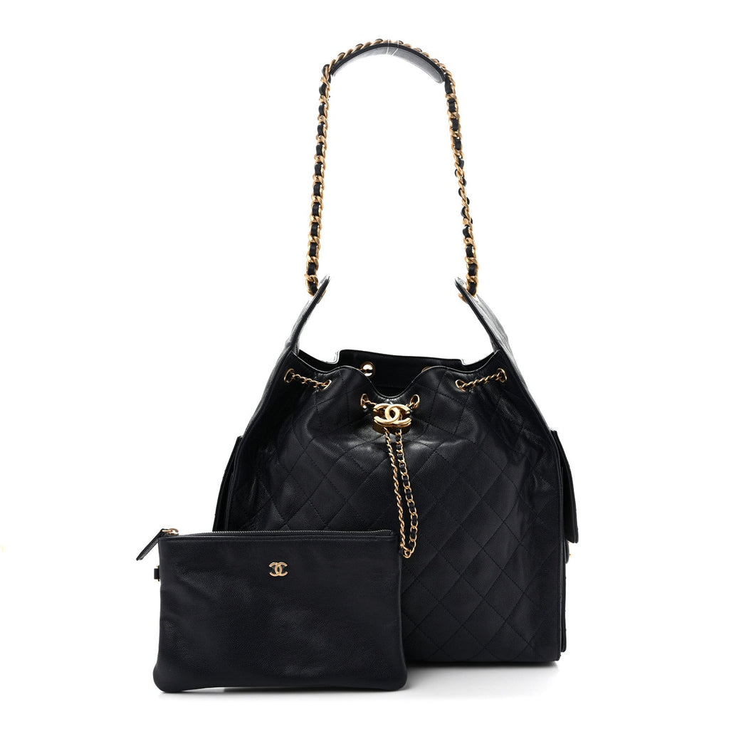Caviar Quilted Medium Chanel 25 Handbag Dark Navy