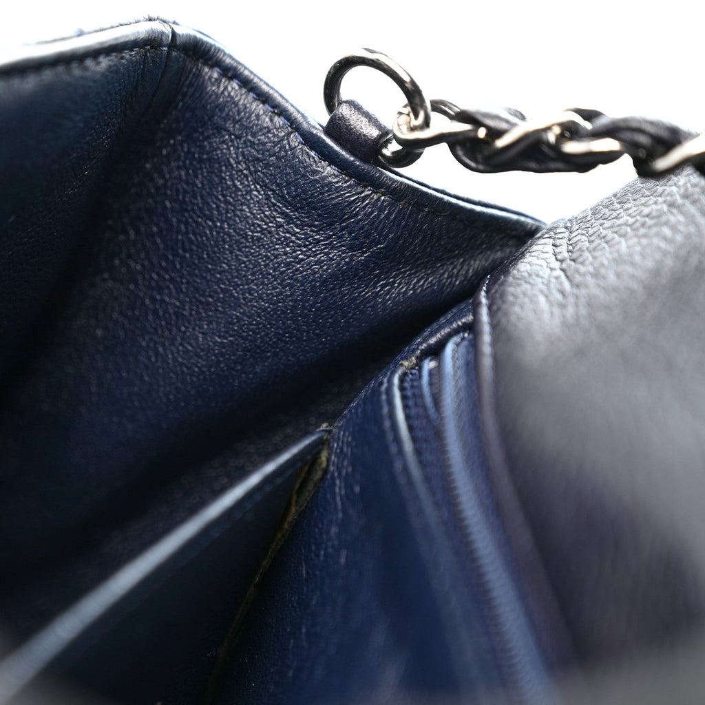 Caviar Quilted Mini Rectangular Flap Navy
