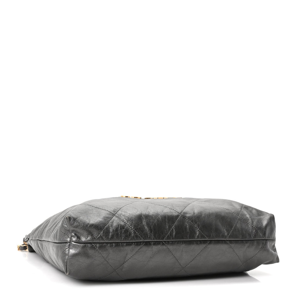 Metallic Calfskin Quilted Chanel 22 Ruthenium