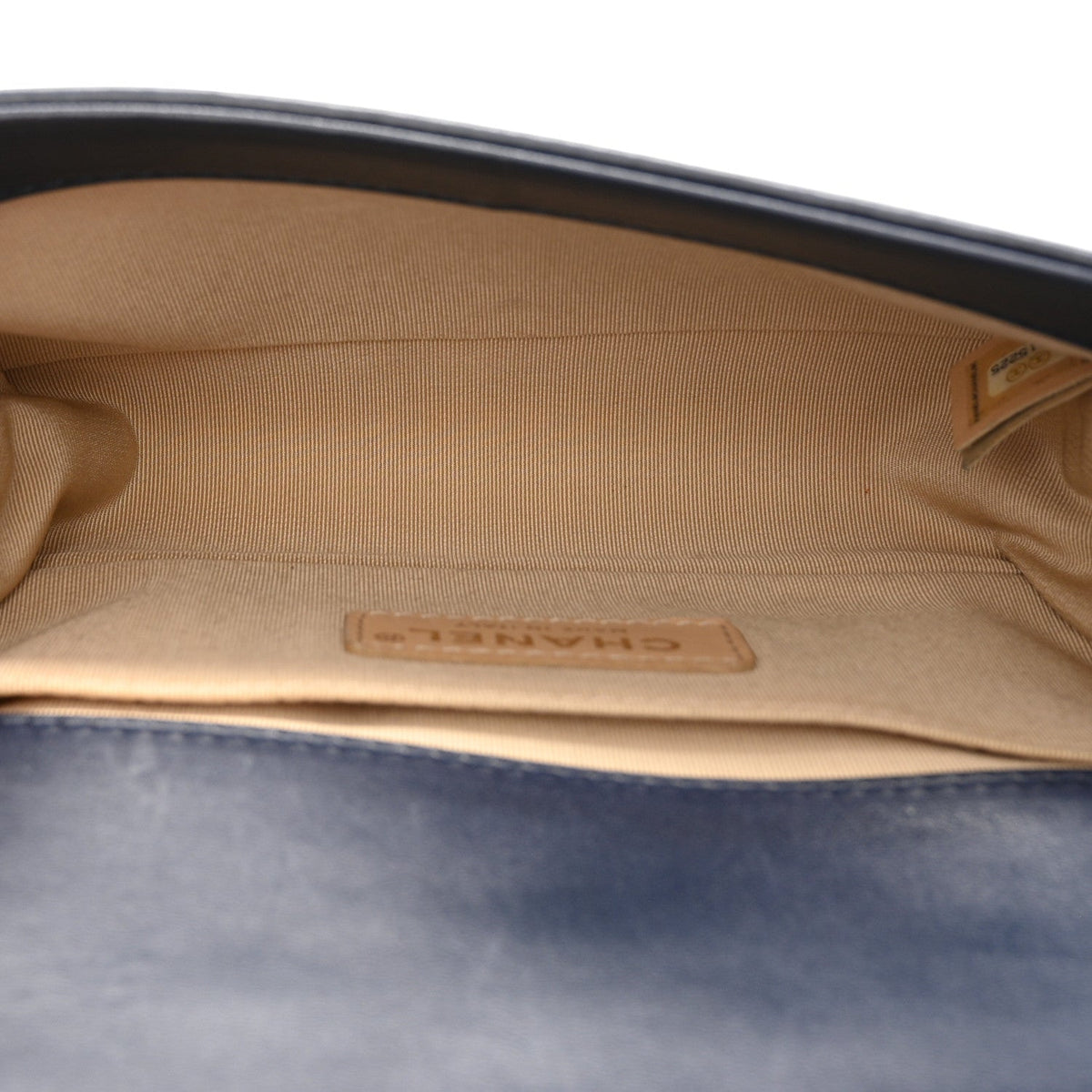 Lambskin Chain Quilted Small Boy Flap Navy