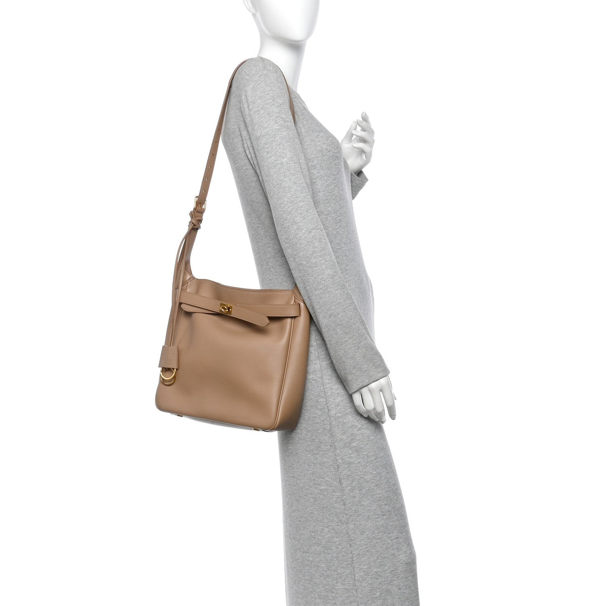 Smooth Calfskin Small Bel Air Hobo Bag Latte