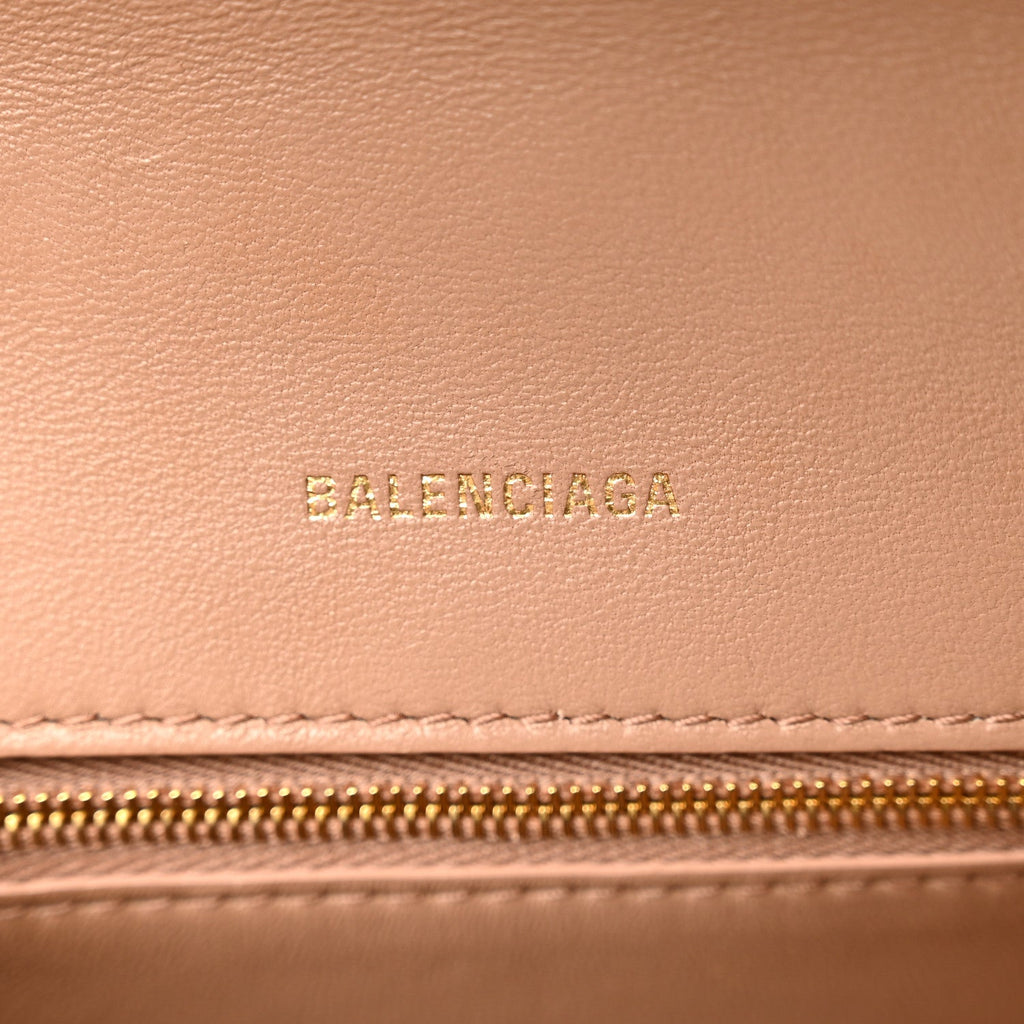 Grained Calfskin Small Hourglass Top Handle Bag Nude Beige