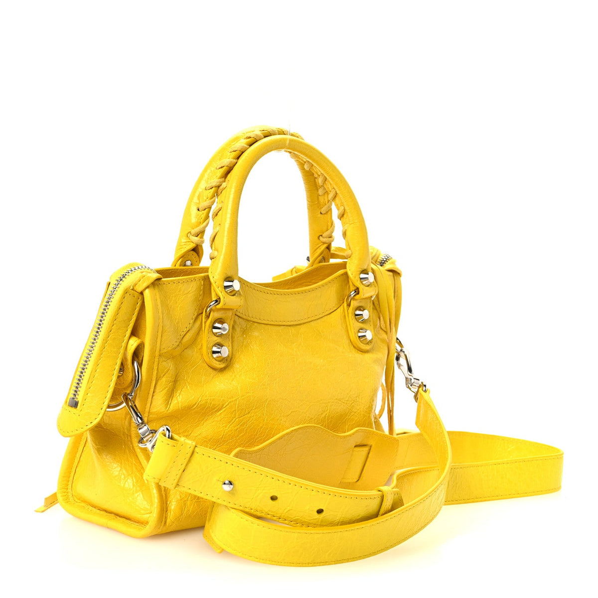 Agneau Classic Silver Hardware Mini City Yellow