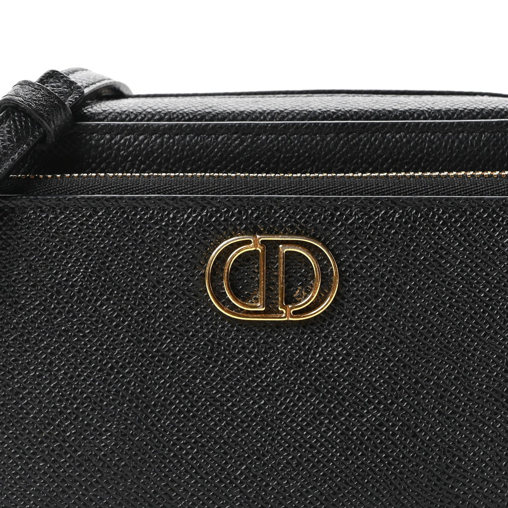 Grained Calfskin Caro Double Pouch Black