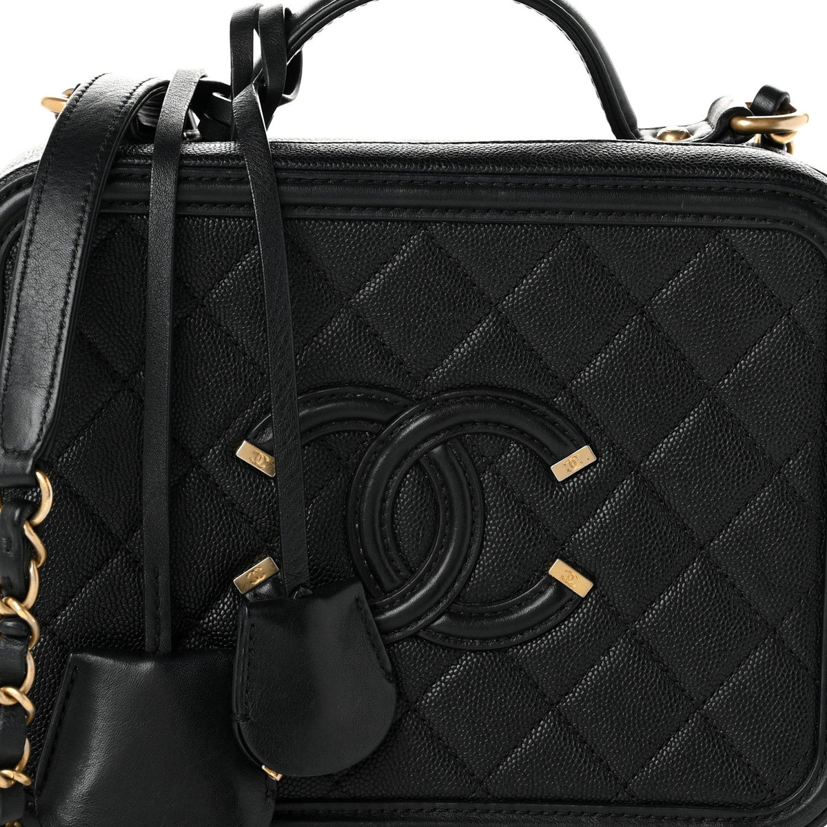 Caviar Quilted Medium CC Filigree Vanity Case Black
