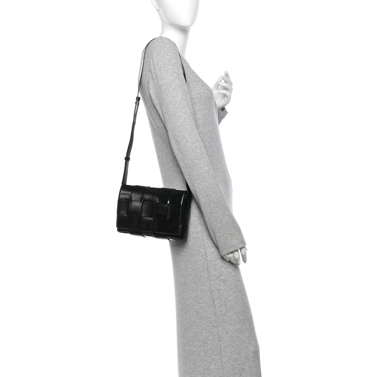 Patent Maxi Intrecciato Cassette Crossbody Bag Black